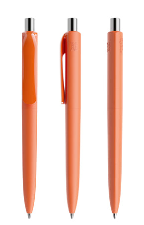 prodir DS8 True Biotic Kugelschreiber in orange mit silber poliertem Druckknopf