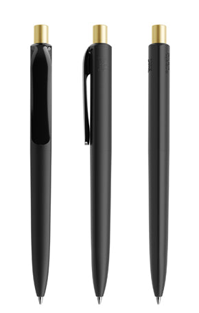 prodir DS8 True Biotic Kugelschreiber in schwarz mit gold satiniertem Druckknopf