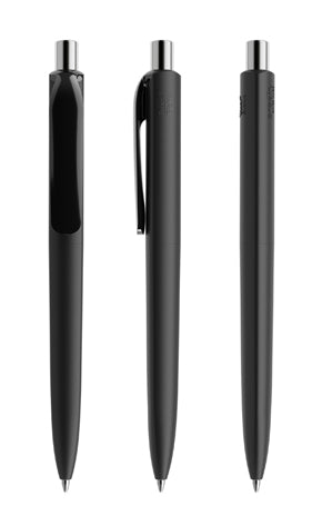 prodir DS8 True Biotic Kugelschreiber in schwarz mit silber poliertem Druckknopf