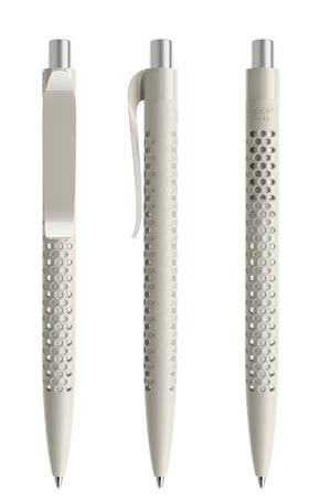 prodir QS40 True Biotic Kugelschreiber in beige mit silber satiniertem Druckknopf