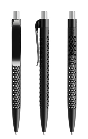 prodir QS40 True Biotic Kugelschreiber in schwarz mit silber satiniertem Druckknopf