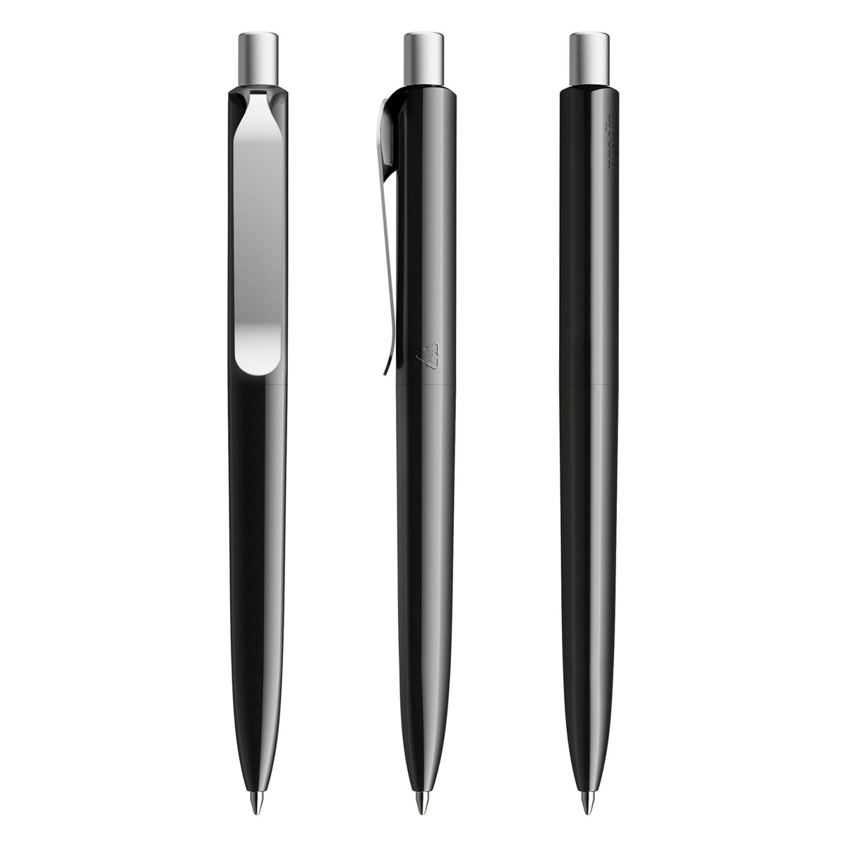 prodir DS8 Druckkugelschreiber poliert mit Metallclip – Schwarz / Silber satiniert P75-S70 S
