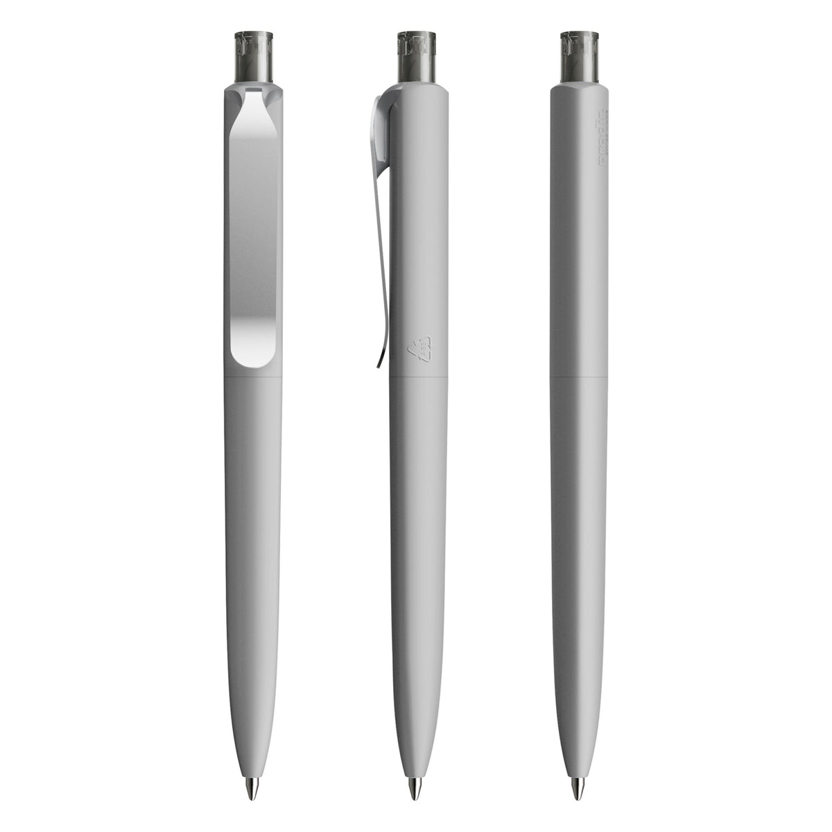 prodir DS8 Druckkugelschreiber Soft Touch mit Metallclip – Delfingrau / Silber R70-S70