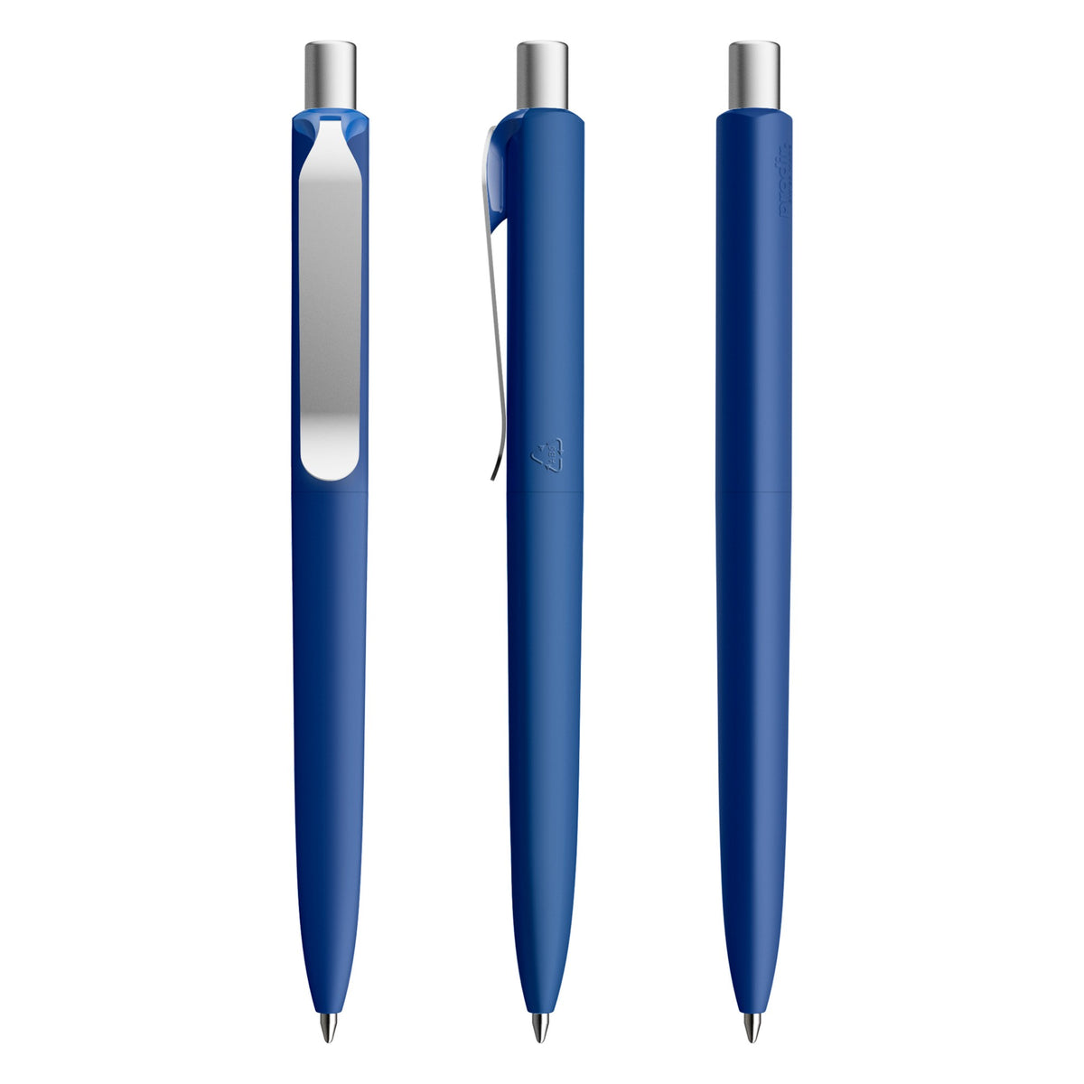 prodir DS8 Druckkugelschreiber Soft Touch mit Metallclip – Klassikblau / Silber satiniert R50-S70 S