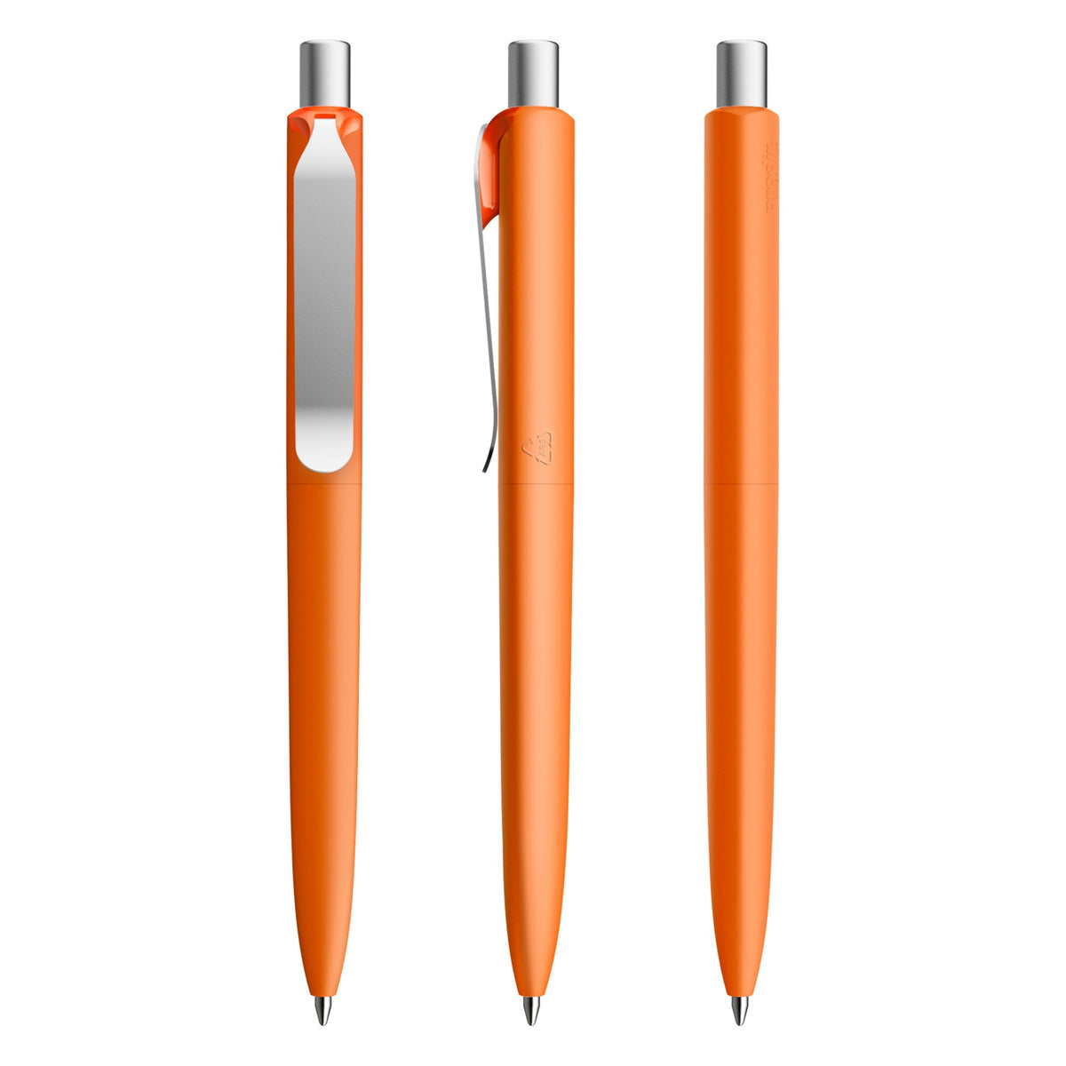 prodir DS8 Druckkugelschreiber Soft Touch mit Metallclip – Orange / Silber satiniert R10-S70 S
