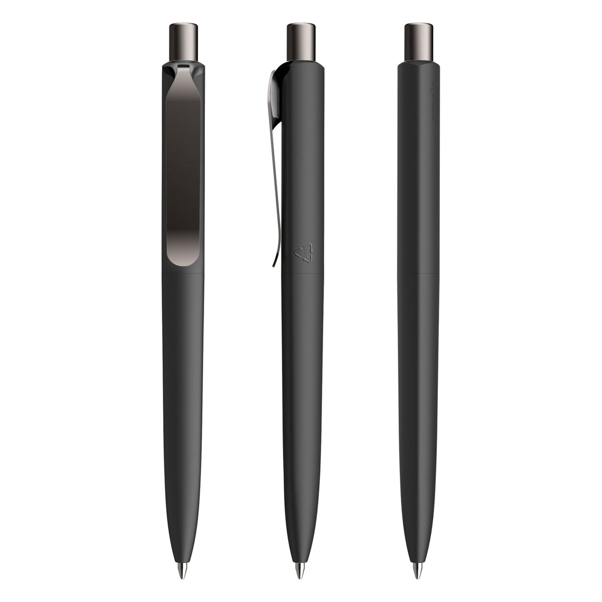 prodir DS8 Druckkugelschreiber Soft Touch mit Metallclip – Schwarz / Graphit satiniert R75-S75 S