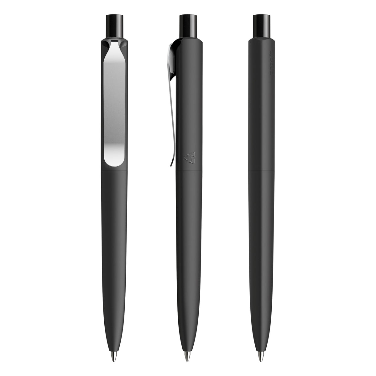 prodir DS8 Druckkugelschreiber Soft Touch mit Metallclip – Schwarz / Silber R75-S70