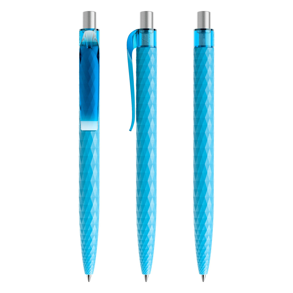 prodir QS01 Druckkugelschreiber matt mit Kunststoffclip – Cyanblau / Silber satiniert M58 S