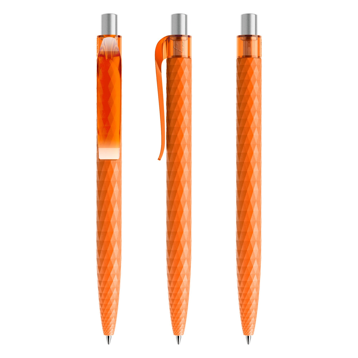 prodir QS01 Druckkugelschreiber matt mit Kunststoffclip – Orange / Silber satiniert M10 S