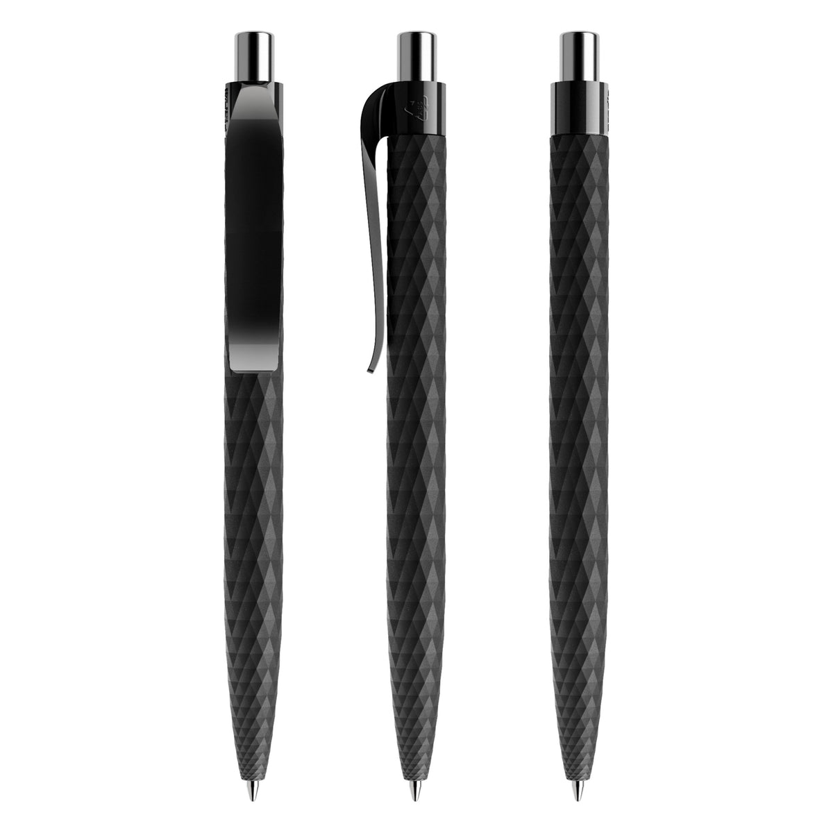 prodir QS01 Druckkugelschreiber matt mit Kunststoffclip – Schwarz / Silber verchromt M75 C