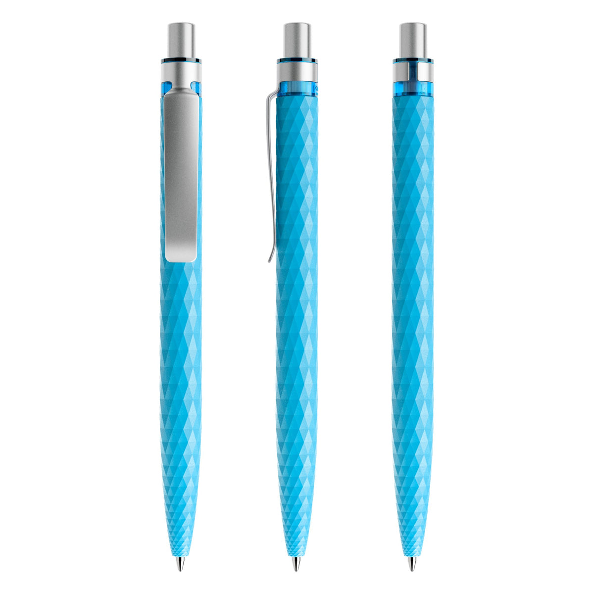 prodir QS01 Druckkugelschreiber matt mit Metallclip – Cyanblau / Silber satiniert M58-S70 S