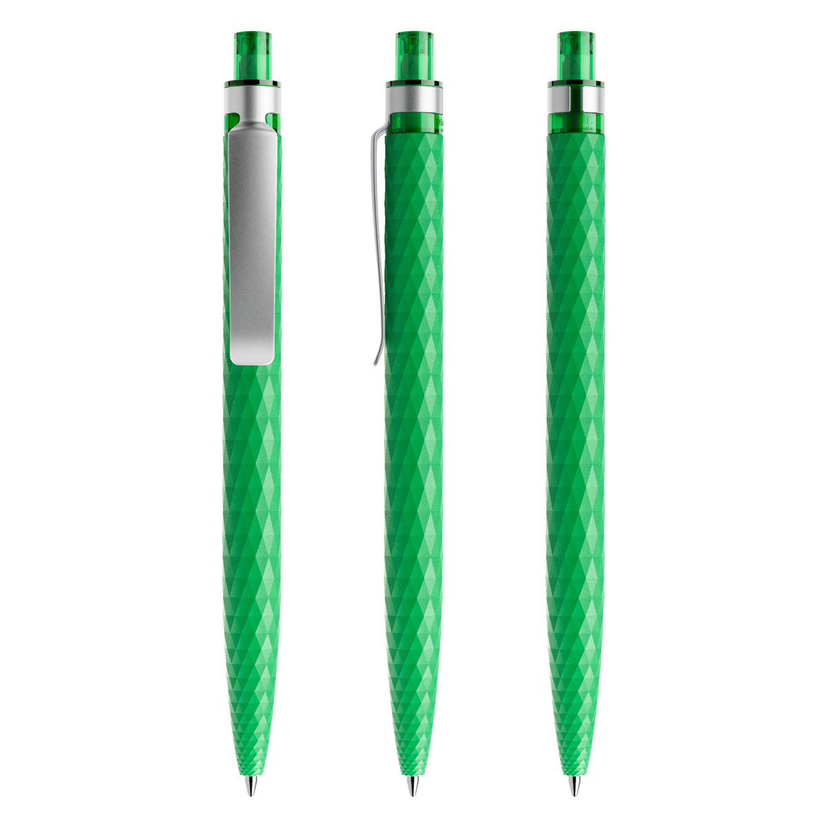 prodir QS01 Druckkugelschreiber matt mit Metallclip – Leuchtgrün / Silber M67-S70