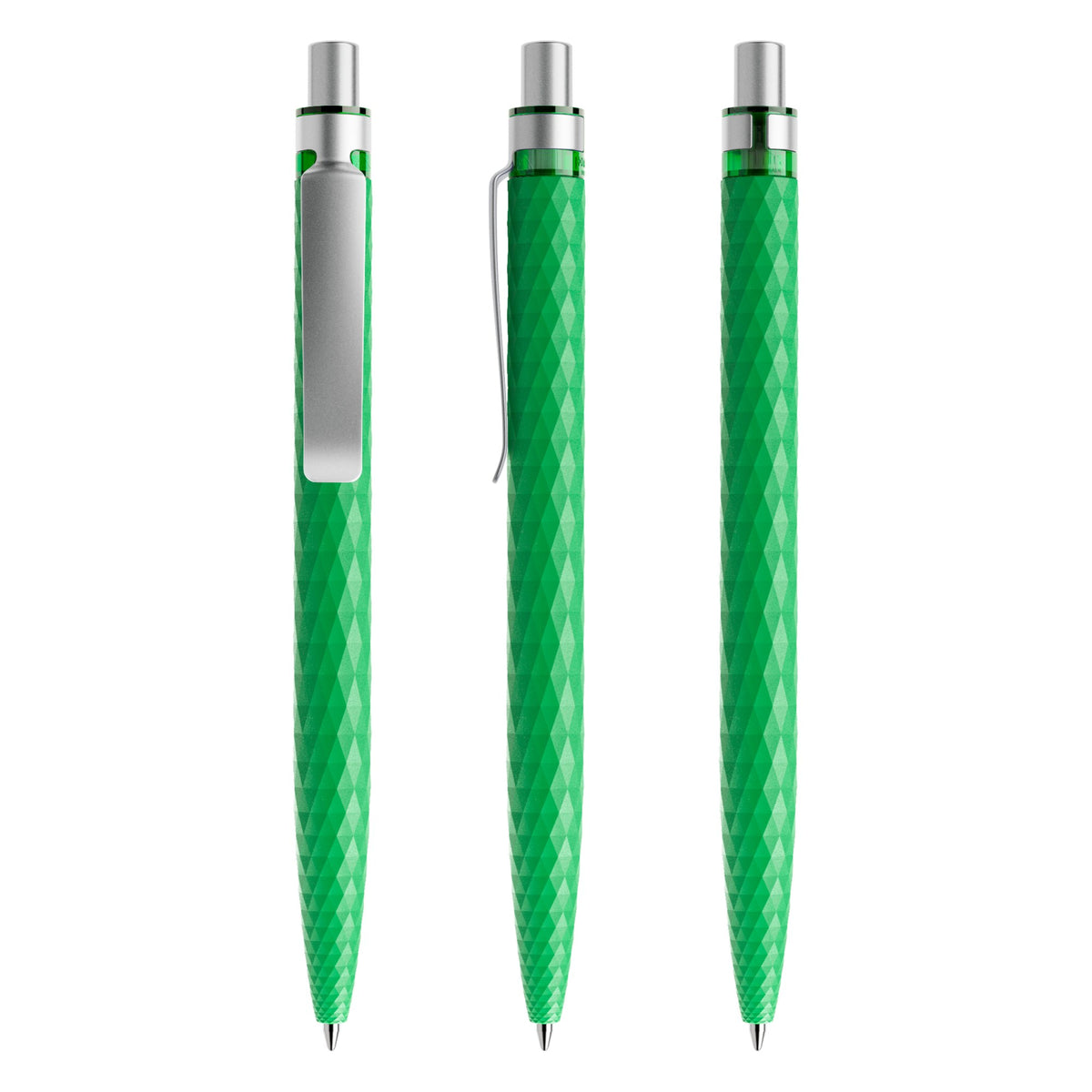 prodir QS01 Druckkugelschreiber matt mit Metallclip – Leuchtgrün / Silber satiniert M67-S70 S