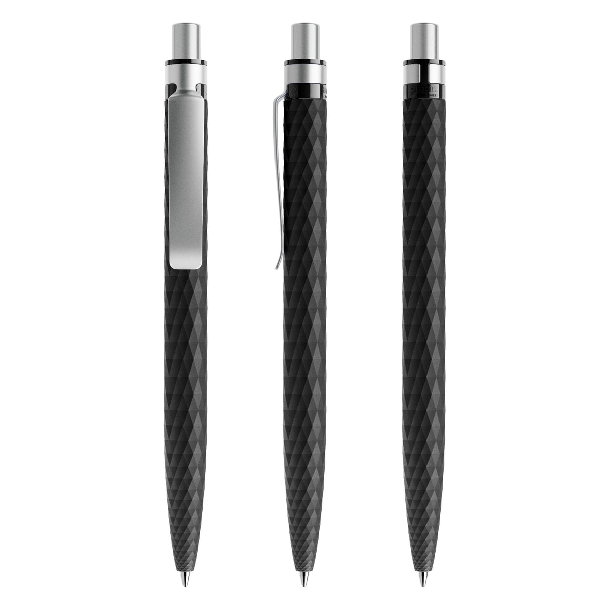 prodir QS01 Druckkugelschreiber matt mit Metallclip – Schwarz / Silber satiniert M75-S70 S