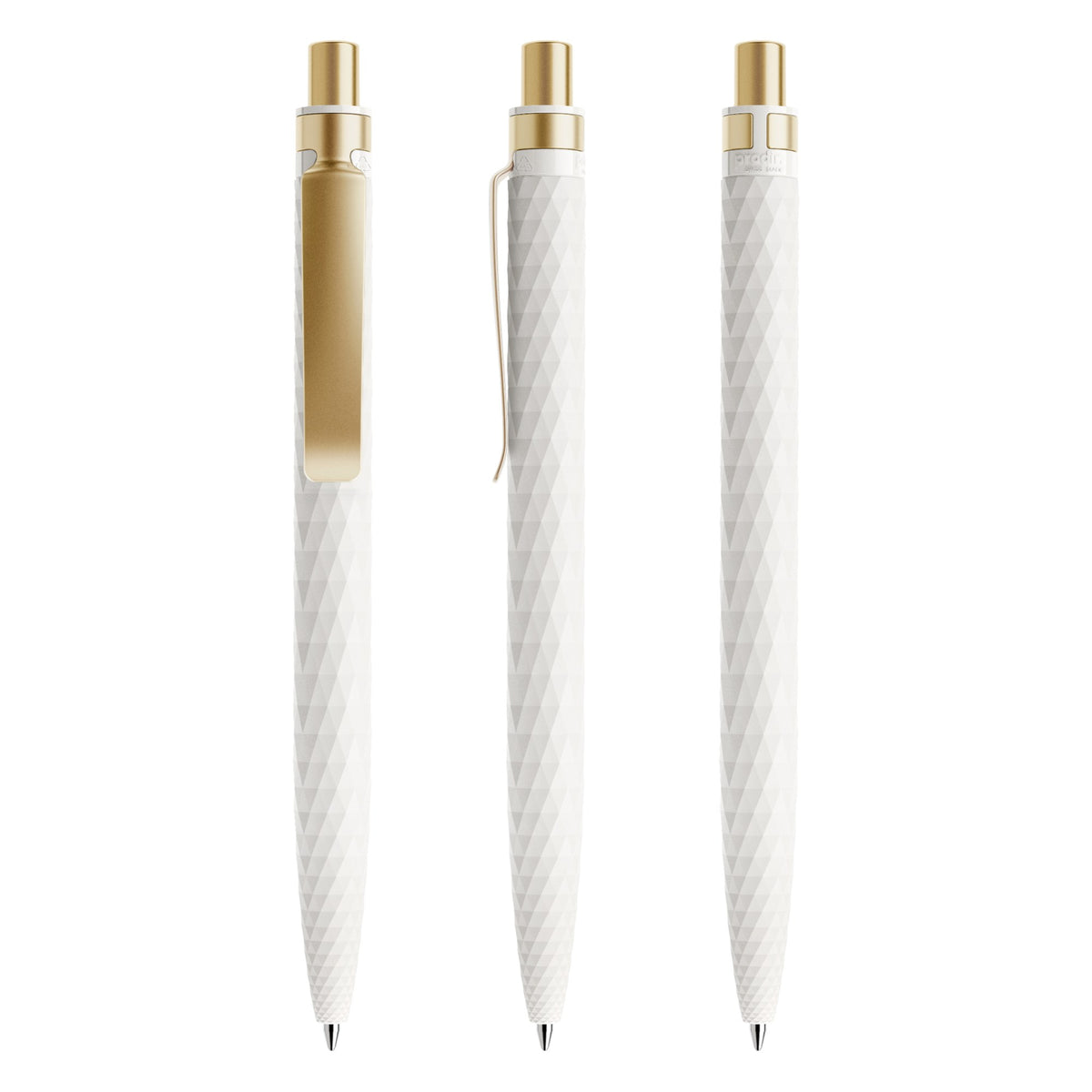 prodir QS01 Druckkugelschreiber matt mit Metallclip – Weiß / Gold satiniert M02-S13 S