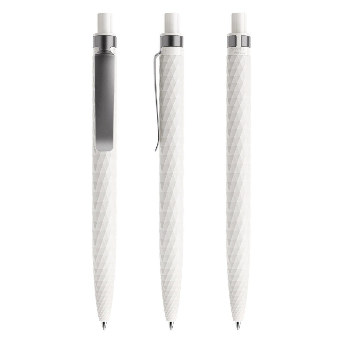 prodir QS01 Druckkugelschreiber matt mit Metallclip – Weiß / Graphit M02-S75