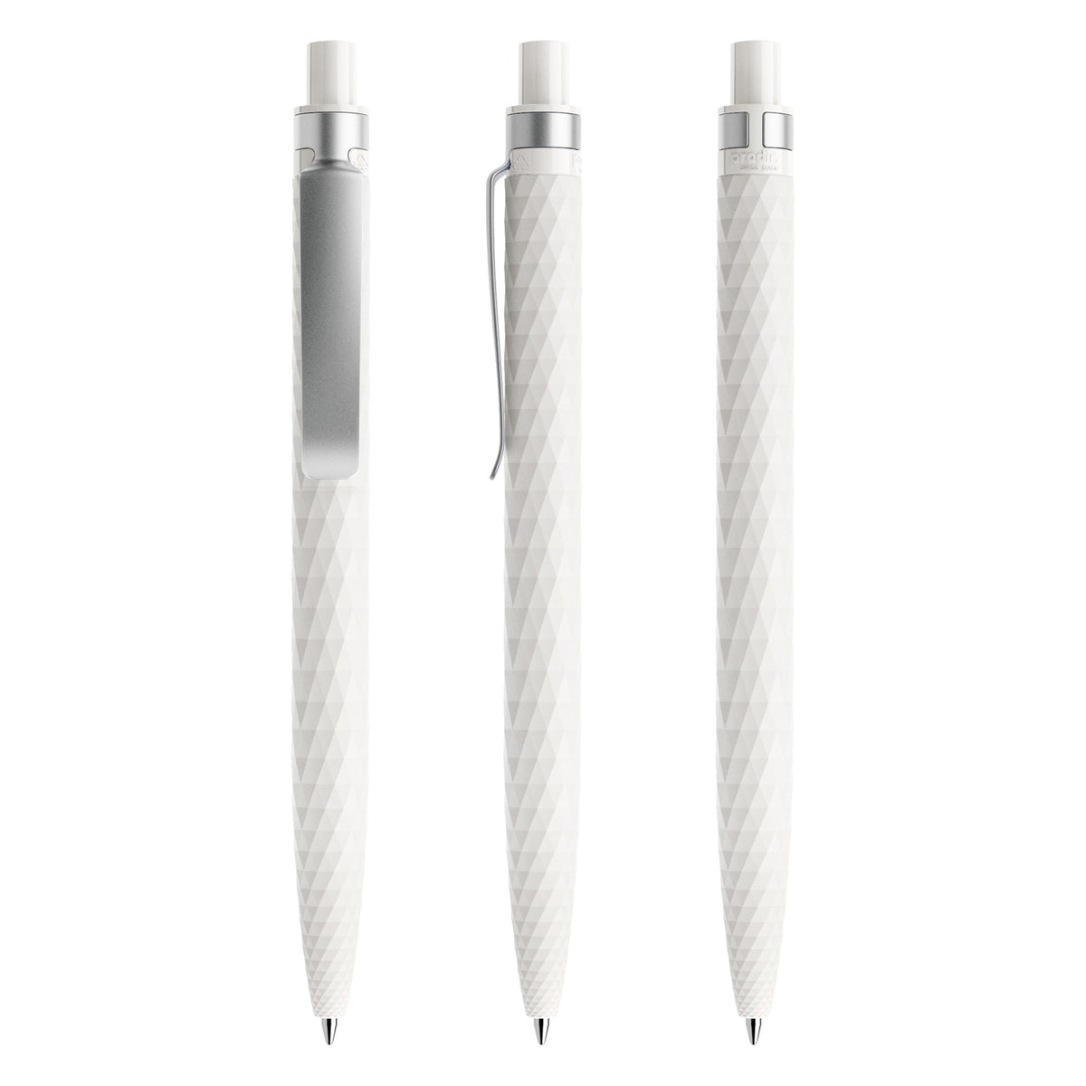 prodir QS01 Druckkugelschreiber matt mit Metallclip – Weiß / Silber M02-S70