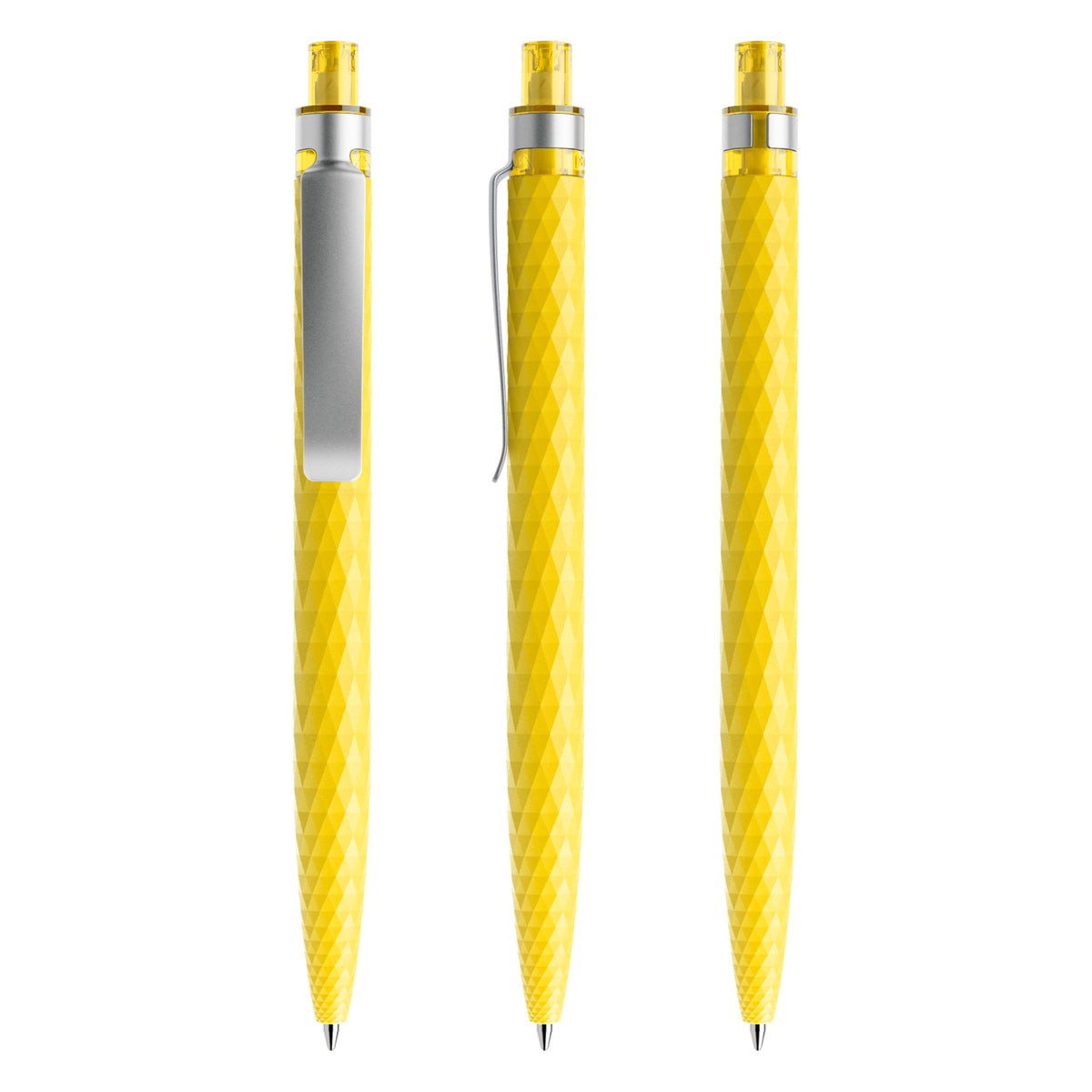 prodir QS01 Druckkugelschreiber matt mit Metallclip – Zitronengelb / Silber M07-S70
