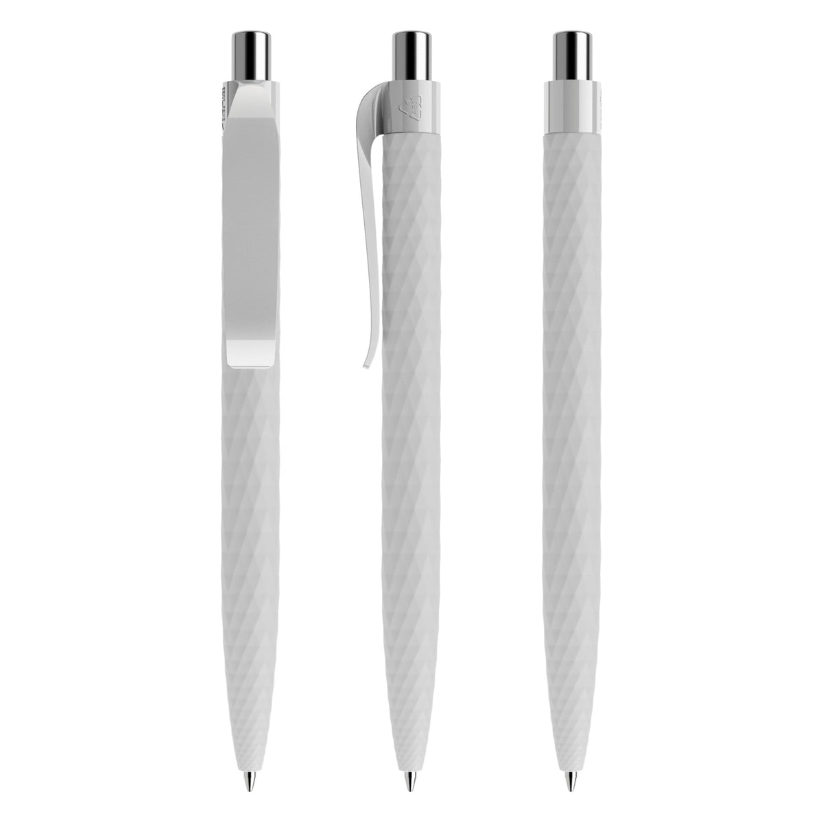 prodir QS01 Druckkugelschreiber Soft Touch mit Kunststoffclip – Betongrau / Silber verchromt R77 C