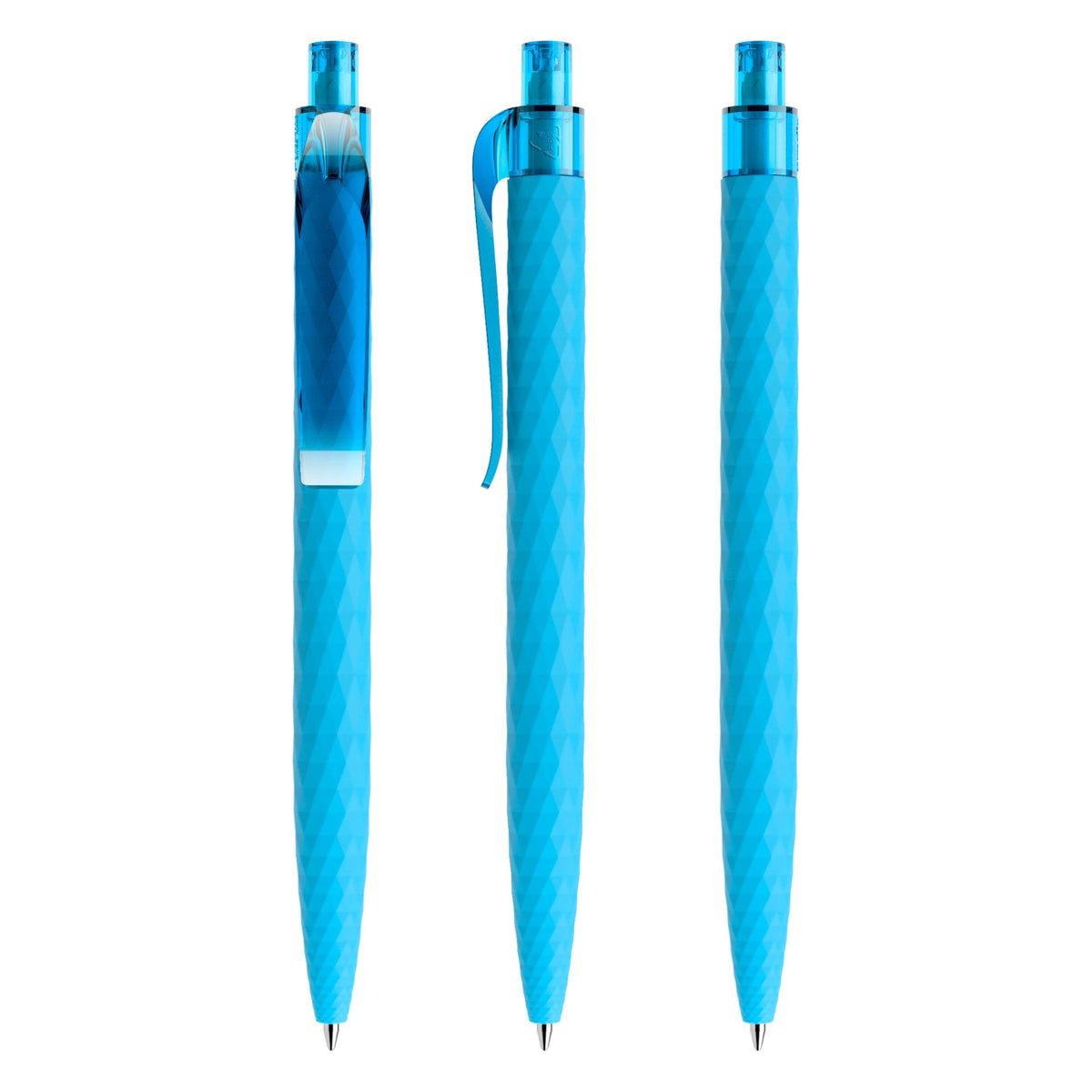 prodir QS01 Druckkugelschreiber Soft Touch mit Kunststoffclip – Cyanblau R58