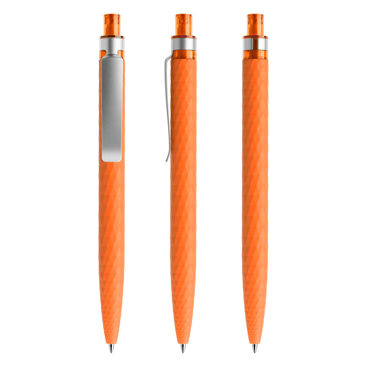 prodir QS01 Druckkugelschreiber Soft Touch mit Metallclip – Orange / Silber R10-S70