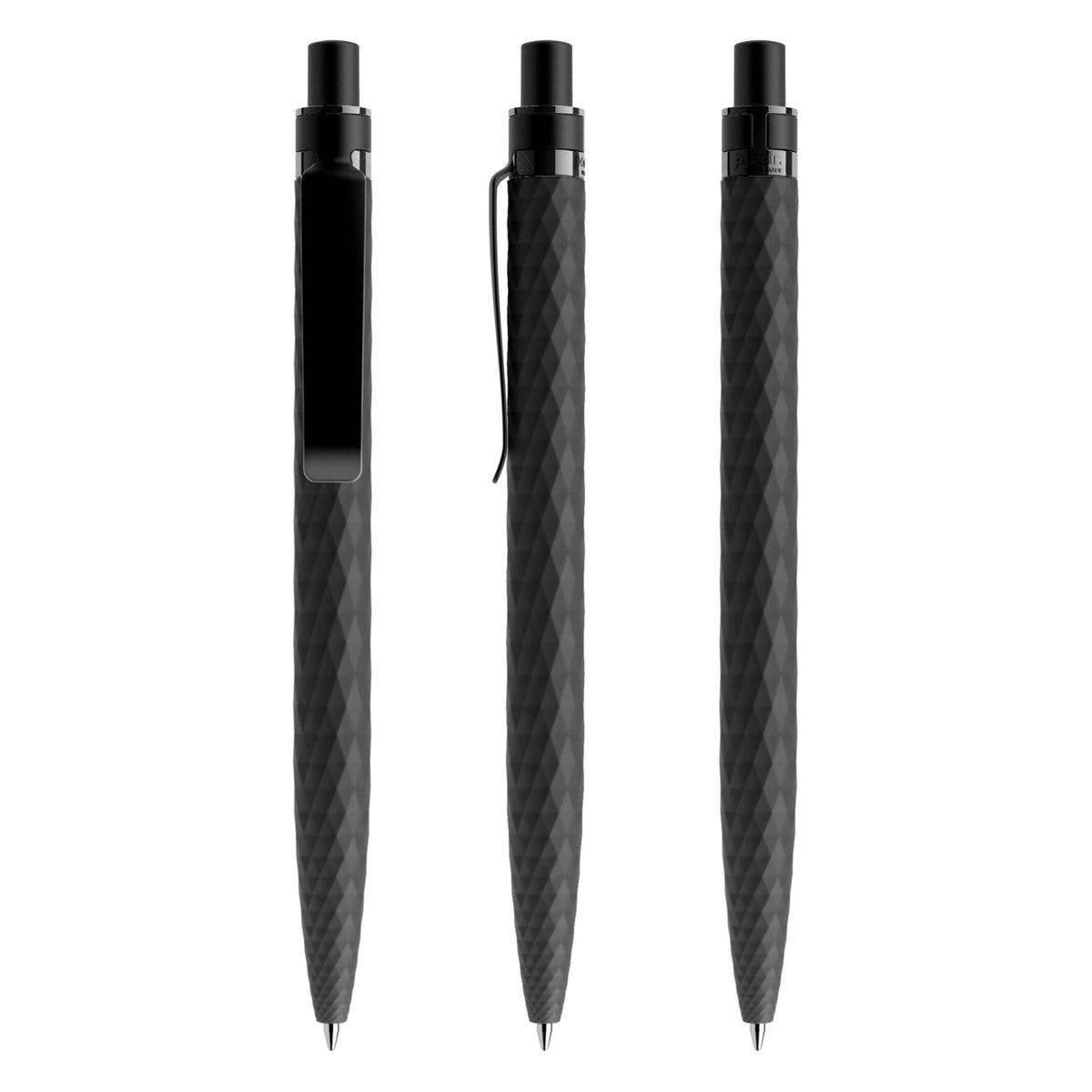 prodir QS01 Druckkugelschreiber Soft Touch mit Metallclip – Schwarz / Schwarz satiniert R75-S80 S
