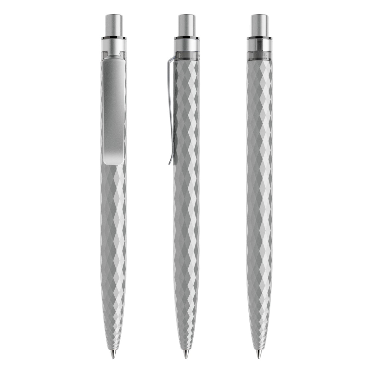 prodir QS01 Stone Druckkugelschreiber mit Metallclip – Silber / Silber satiniert Q70-S70 S