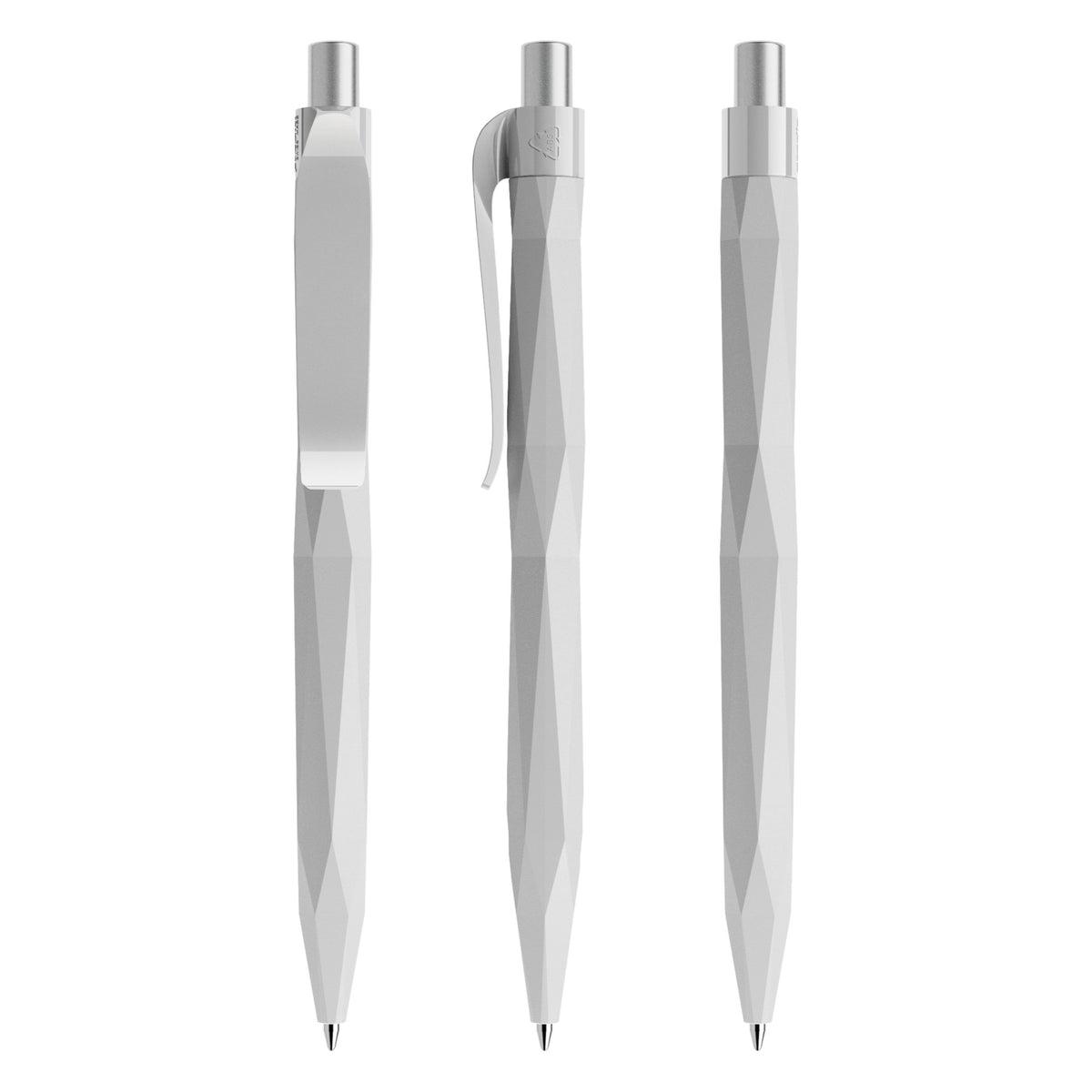 prodir QS20 Druckkugelschreiber facettiert matt – Betongrau / Silber satiniert M77 S
