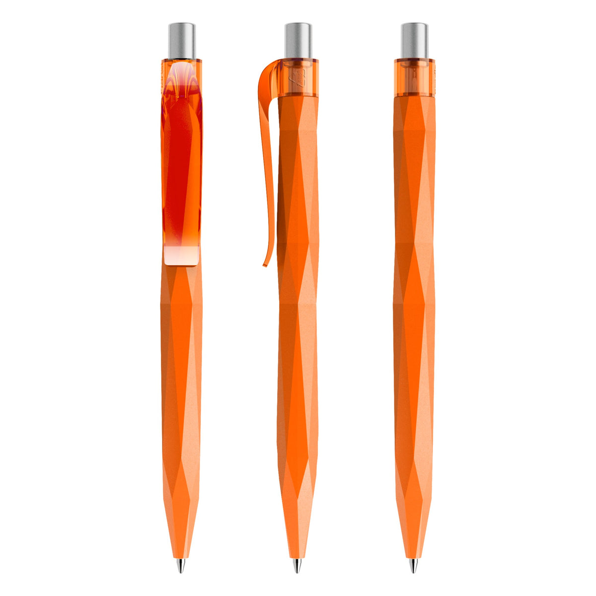prodir QS20 Druckkugelschreiber facettiert matt – Orange / Silber satiniert M10 S
