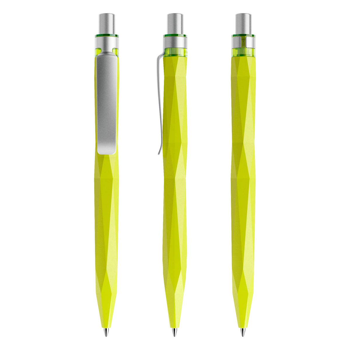prodir QS20 Druckkugelschreiber matt mit Metallclip – Gelbgrün / Silber satiniert M66-S70 S