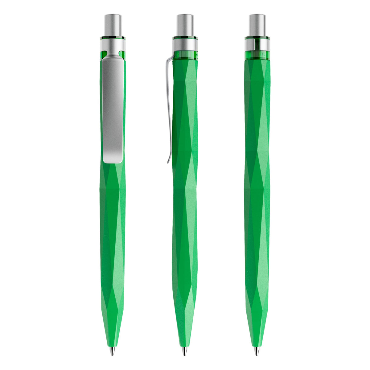 prodir QS20 Druckkugelschreiber matt mit Metallclip – Leuchtgrün / Silber satiniert M67-S70 S