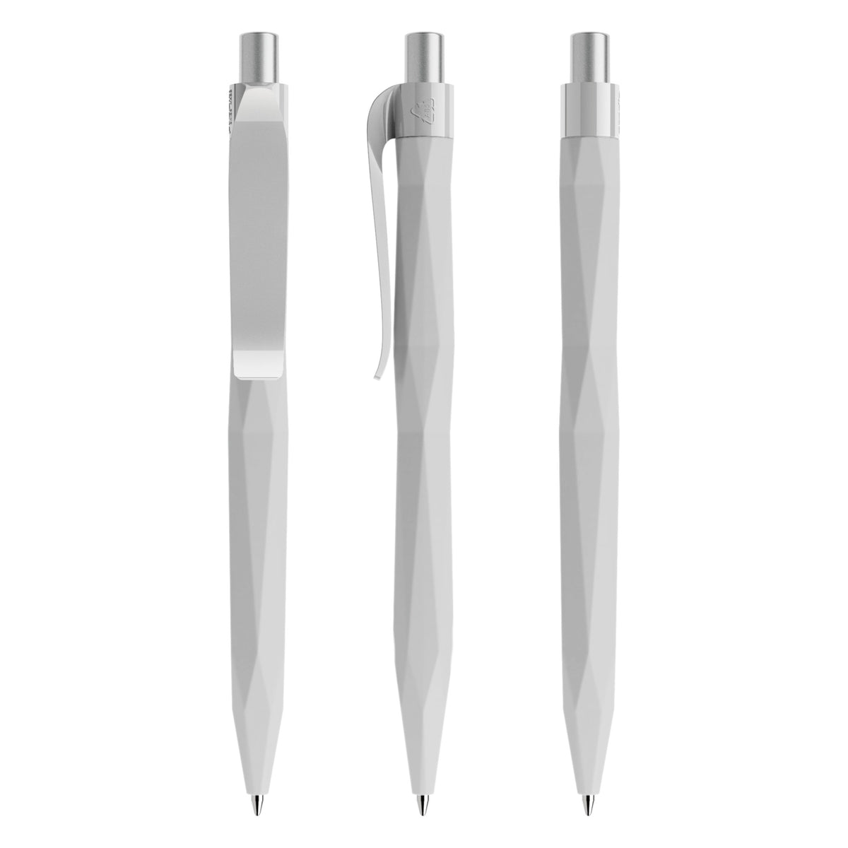 prodir QS20 Soft Touch Druckkugelschreiber facettiert – Betongrau / Silber satiniert R77 S