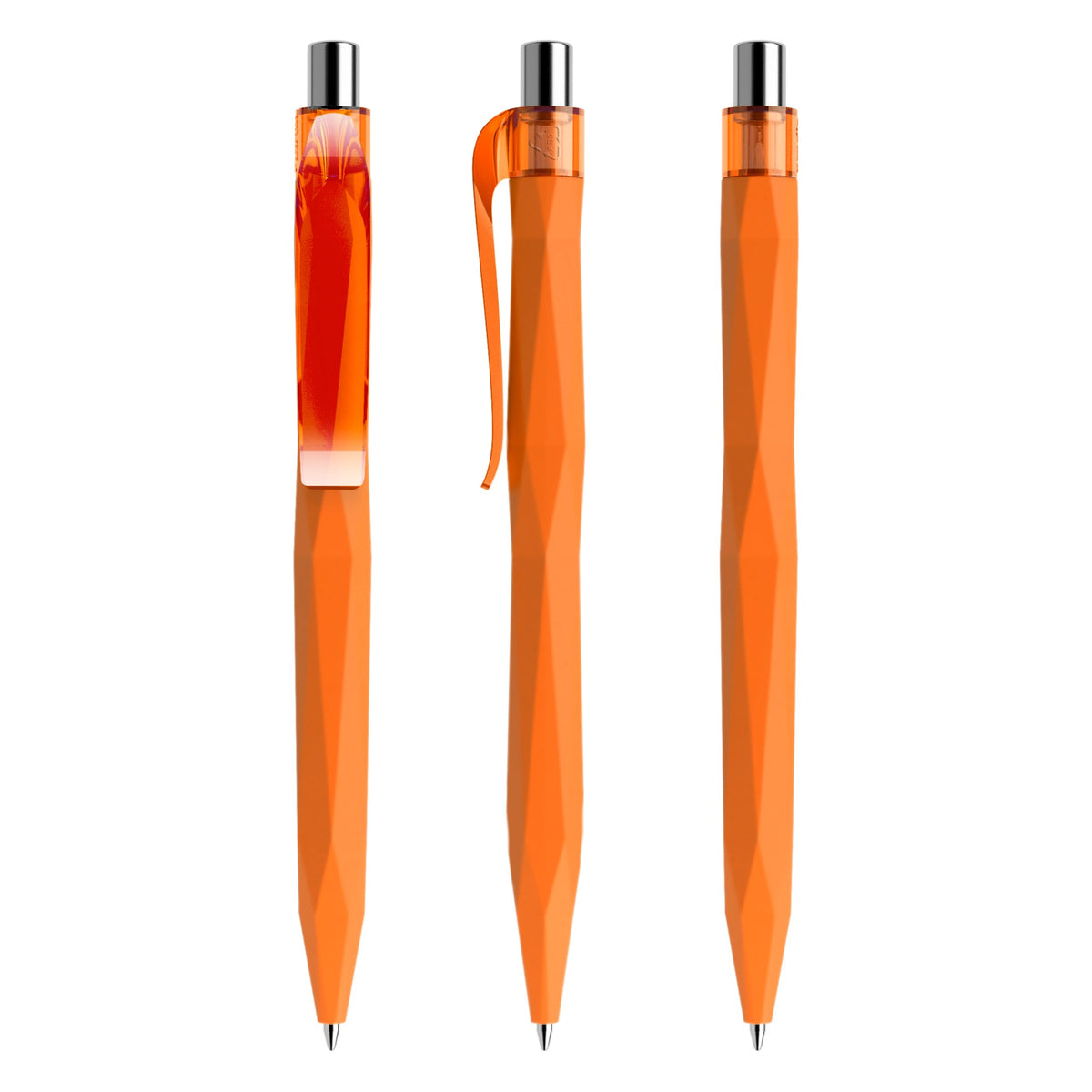 prodir QS20 Soft Touch Druckkugelschreiber facettiert – Orange / Silber verchromt R10 C