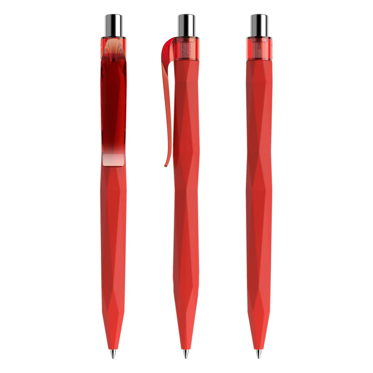 prodir QS20 Soft Touch Druckkugelschreiber facettiert – Rot / Silber verchromt R20 C