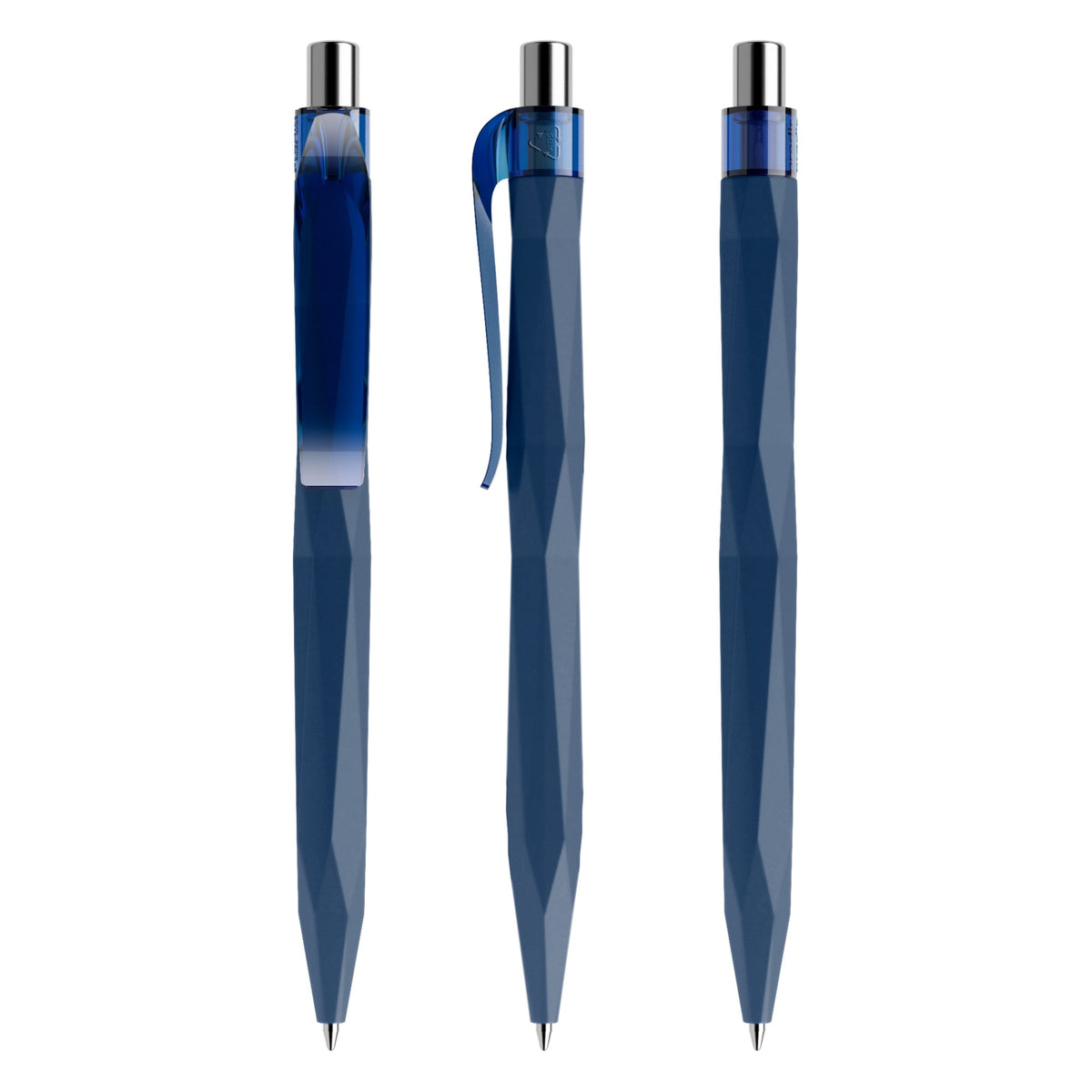 prodir QS20 Soft Touch Druckkugelschreiber facettiert – Sodalithblau / Silber verchromt R62 C