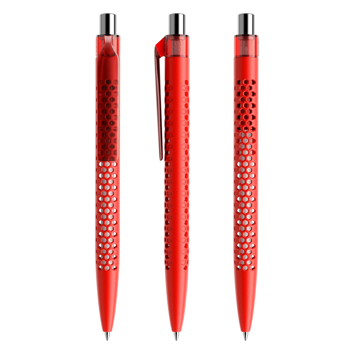 prodir QS40 Druckkugelschreiber matt mit Kunststoffclip – Rot / Silber verchromt M20 C