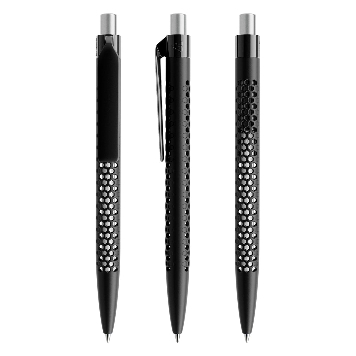 prodir QS40 Druckkugelschreiber matt mit Kunststoffclip – Schwarz / Silber satiniert M75 S