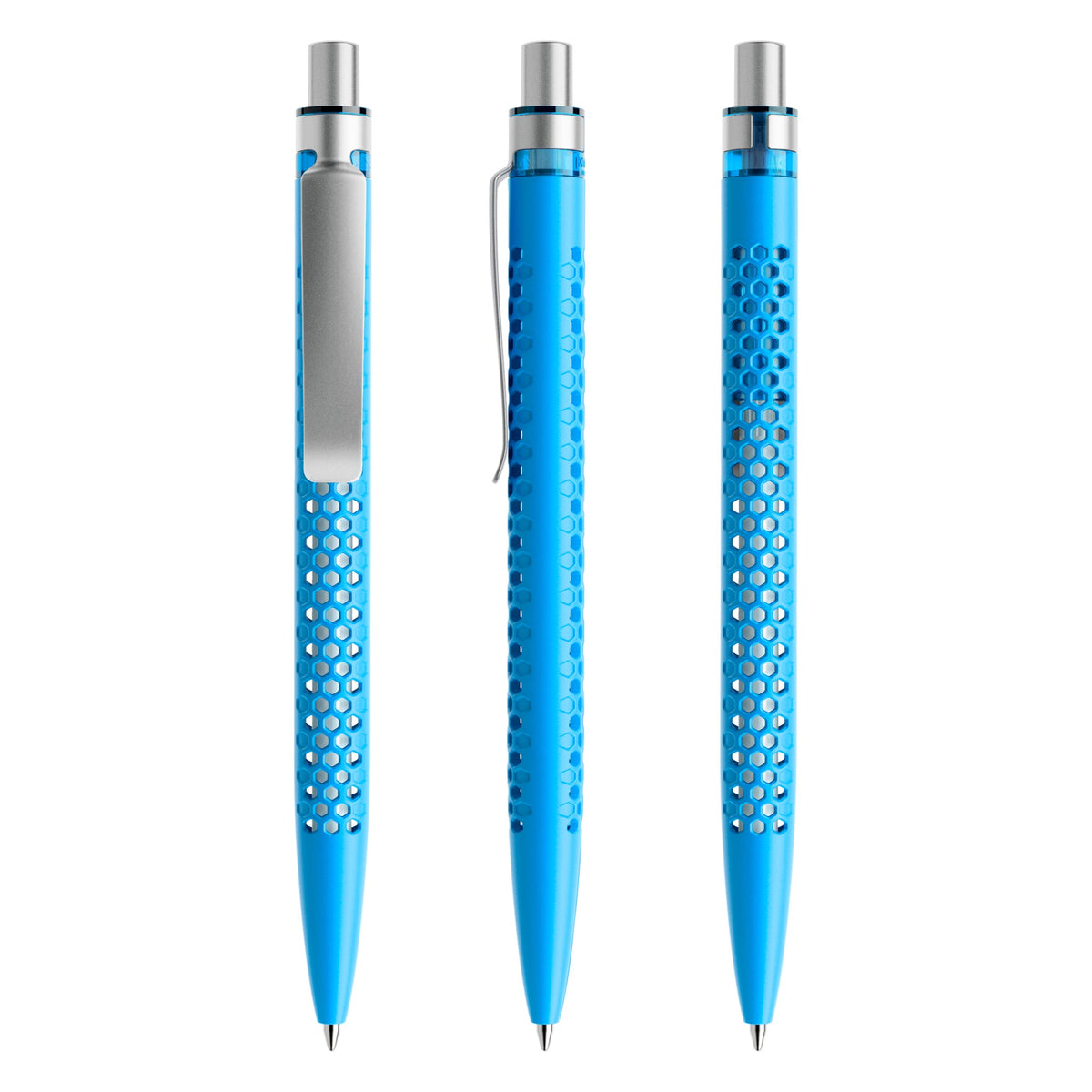 prodir QS40 Druckkugelschreiber matt mit Metallclip – Cyanblau / Silber satiniert M58-S70 S