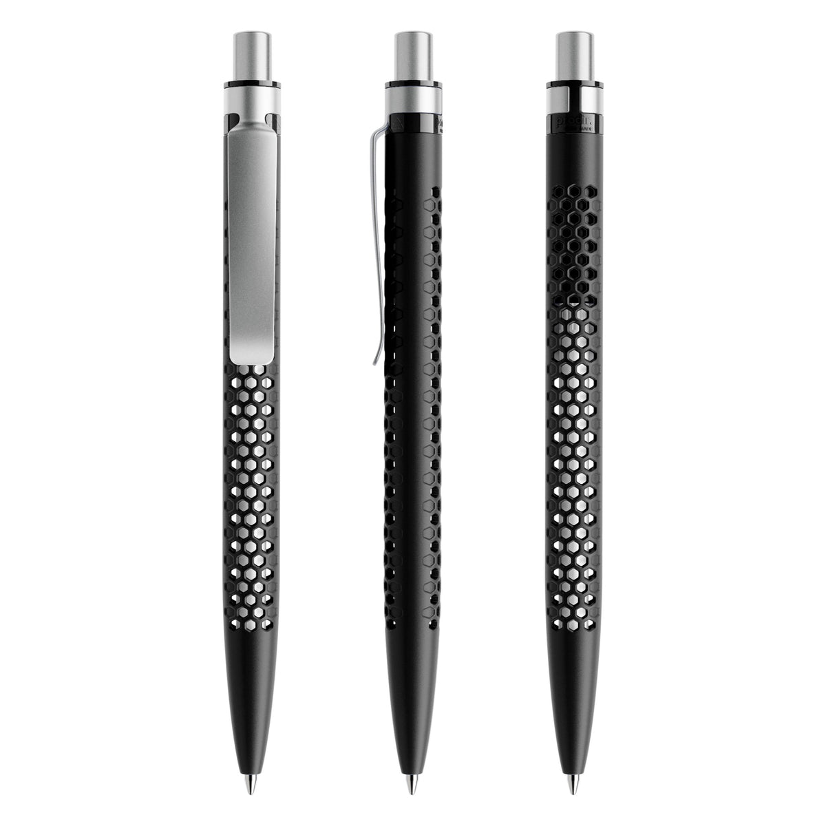 prodir QS40 Druckkugelschreiber matt mit Metallclip – Schwarz / Silber satiniert M75-S70 S