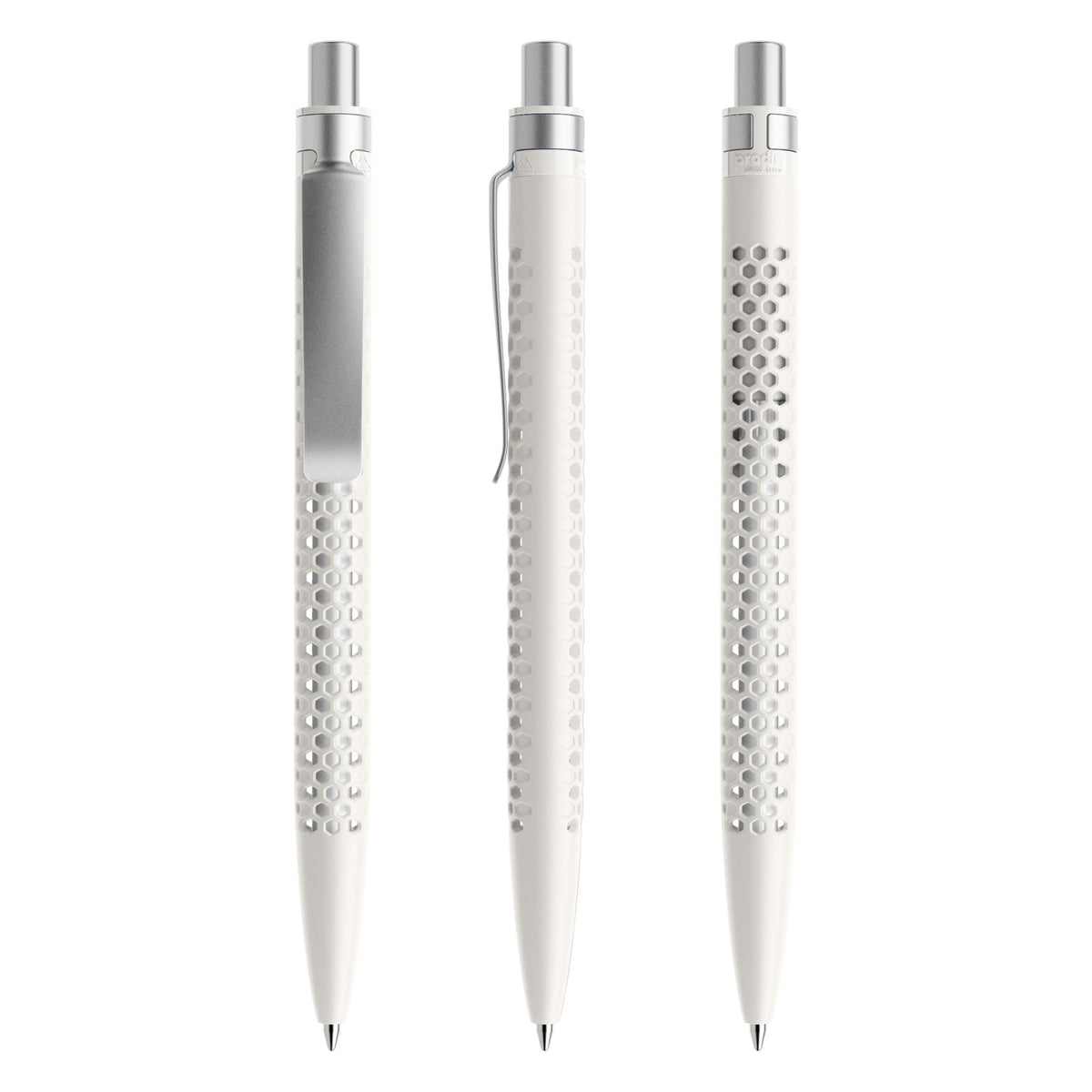 prodir QS40 Druckkugelschreiber matt mit Metallclip – Weiß / Silber satiniert M02-S70 S