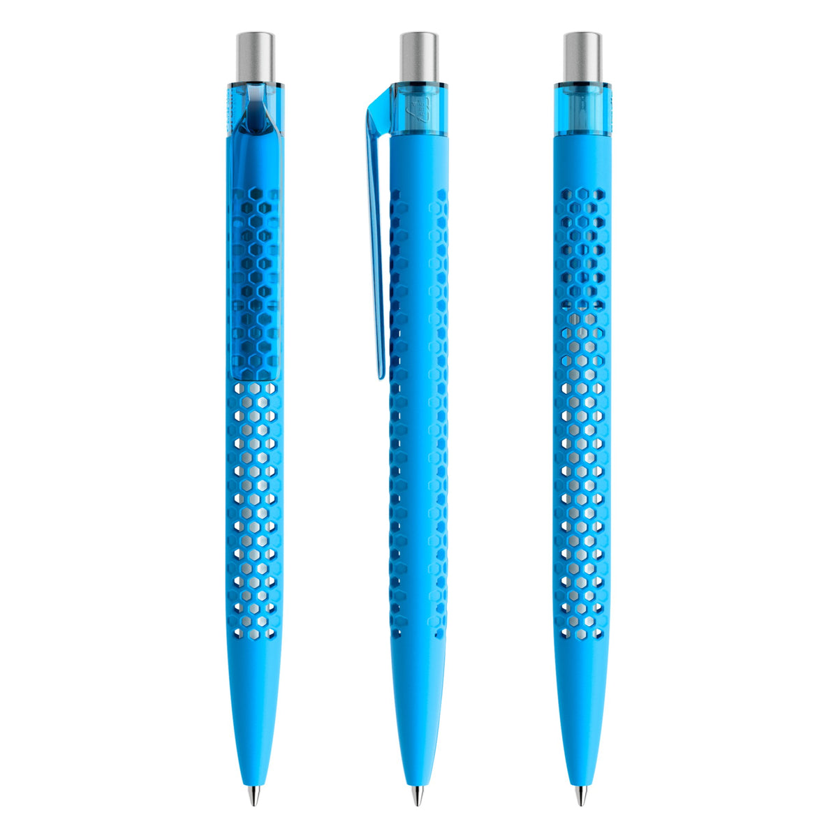 prodir QS40 Druckkugelschreiber Soft Touch – Cyanblau / Silber satiniert R58 S