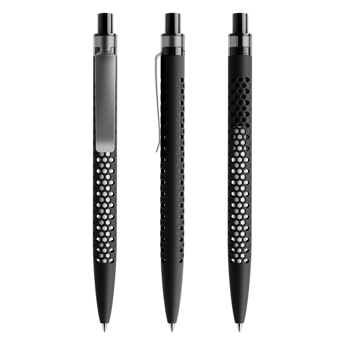 prodir QS40 Druckkugelschreiber Soft Touch mit Metallclip – Schwarz / Graphit R75-S75