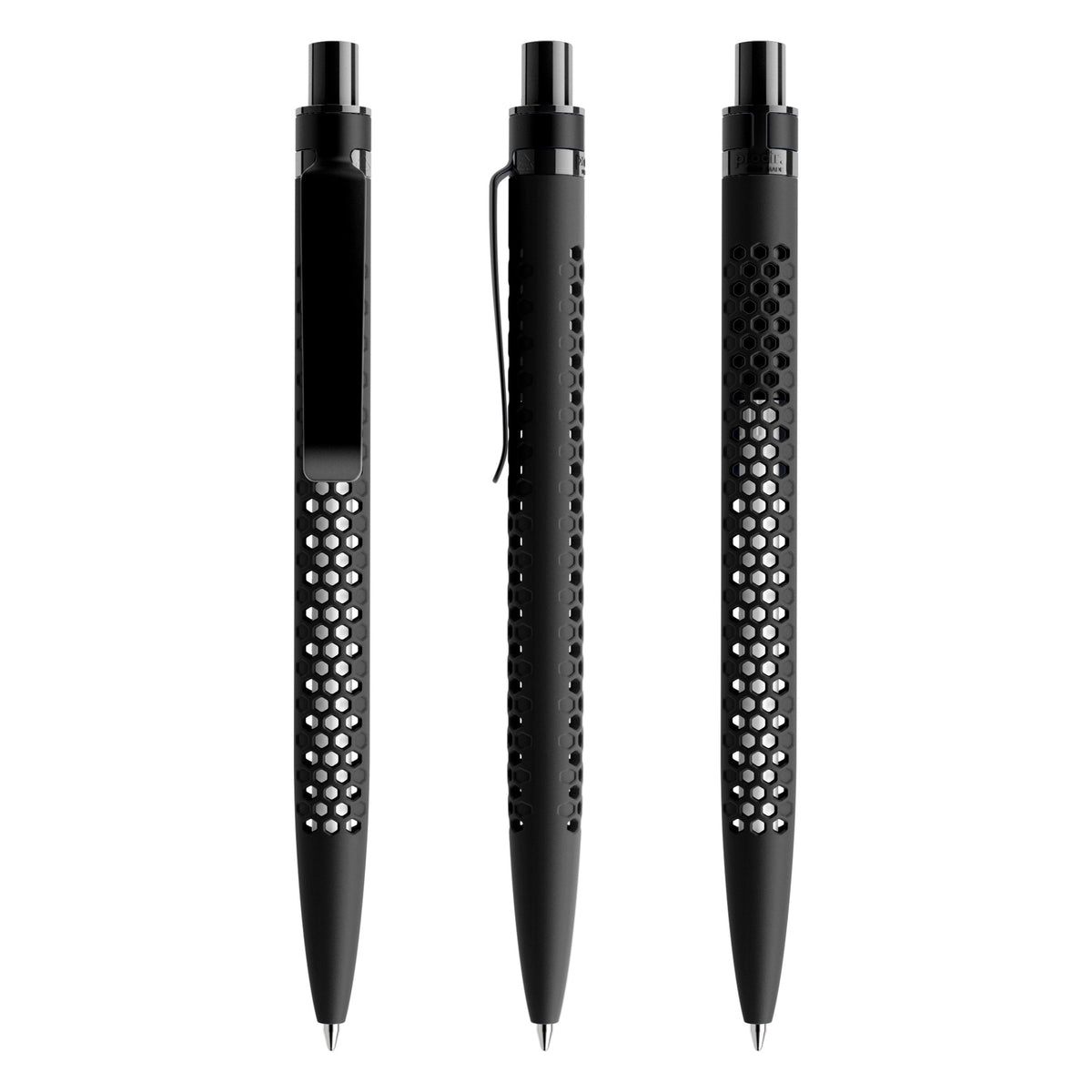 prodir QS40 Druckkugelschreiber Soft Touch mit Metallclip – Schwarz / Schwarz R75-S80