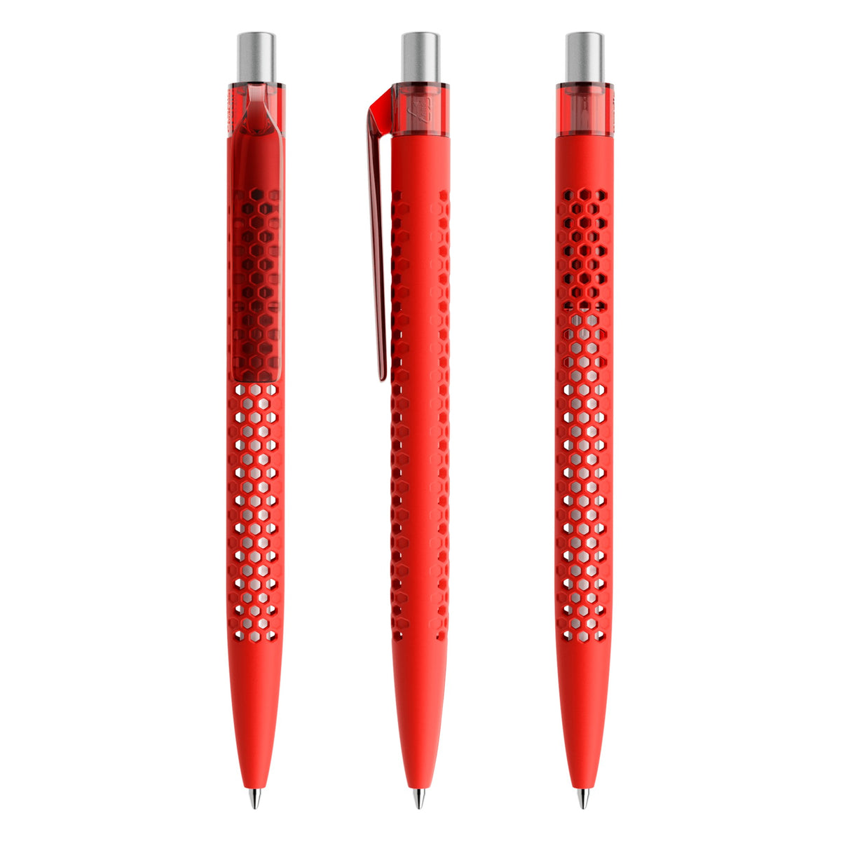 prodir QS40 Druckkugelschreiber Soft Touch – Rot / Silber satiniert R20 S