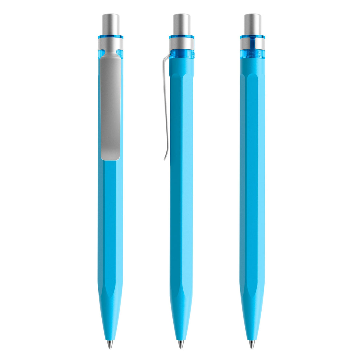 prodir QS50 Druckkugelschreiber matt mit Metallclip – Cyanblau / Silber satiniert M58-S70 S
