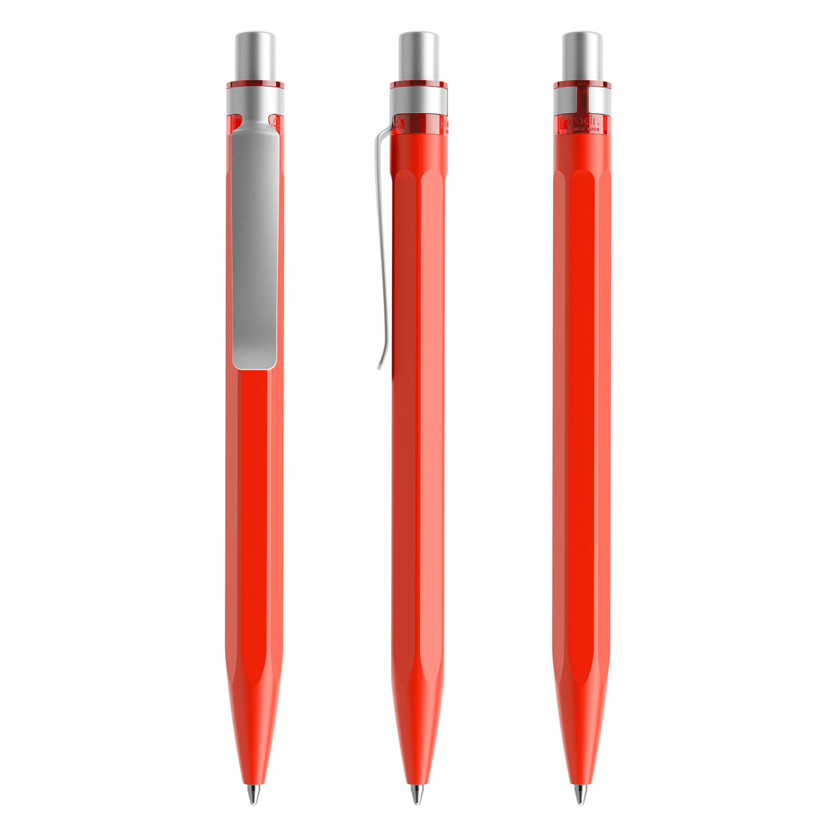 prodir QS50 Druckkugelschreiber matt mit Metallclip – Rot / Silber satiniert M20-S70 S
