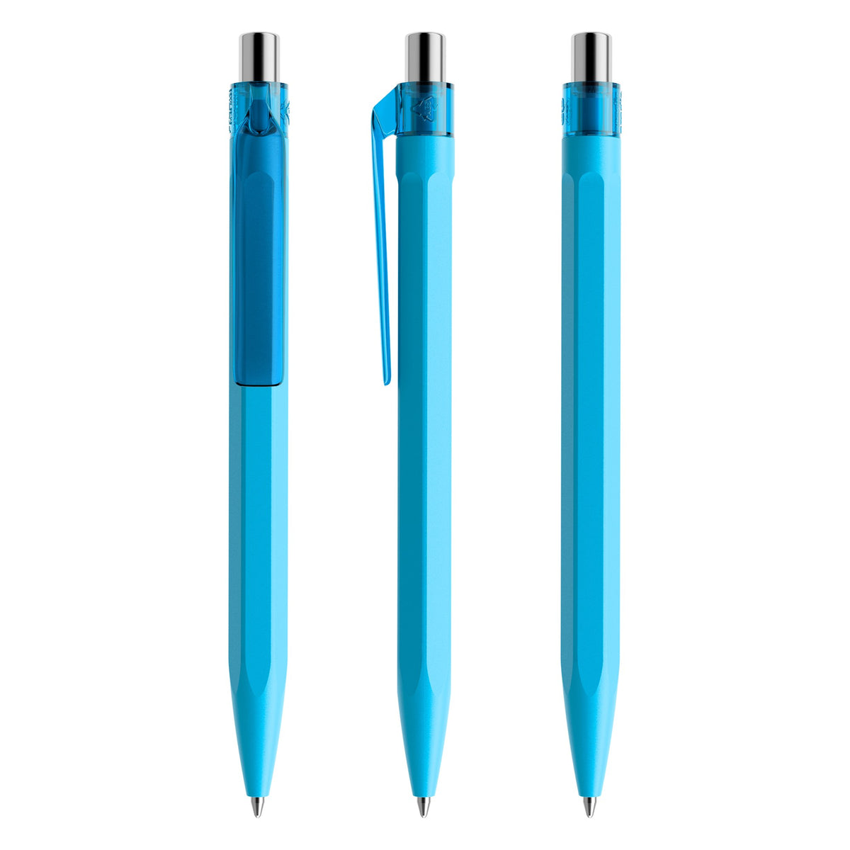 prodir QS50 Druckkugelschreiber sechseckig matt – Cyanblau / Silber verchromt M58 C