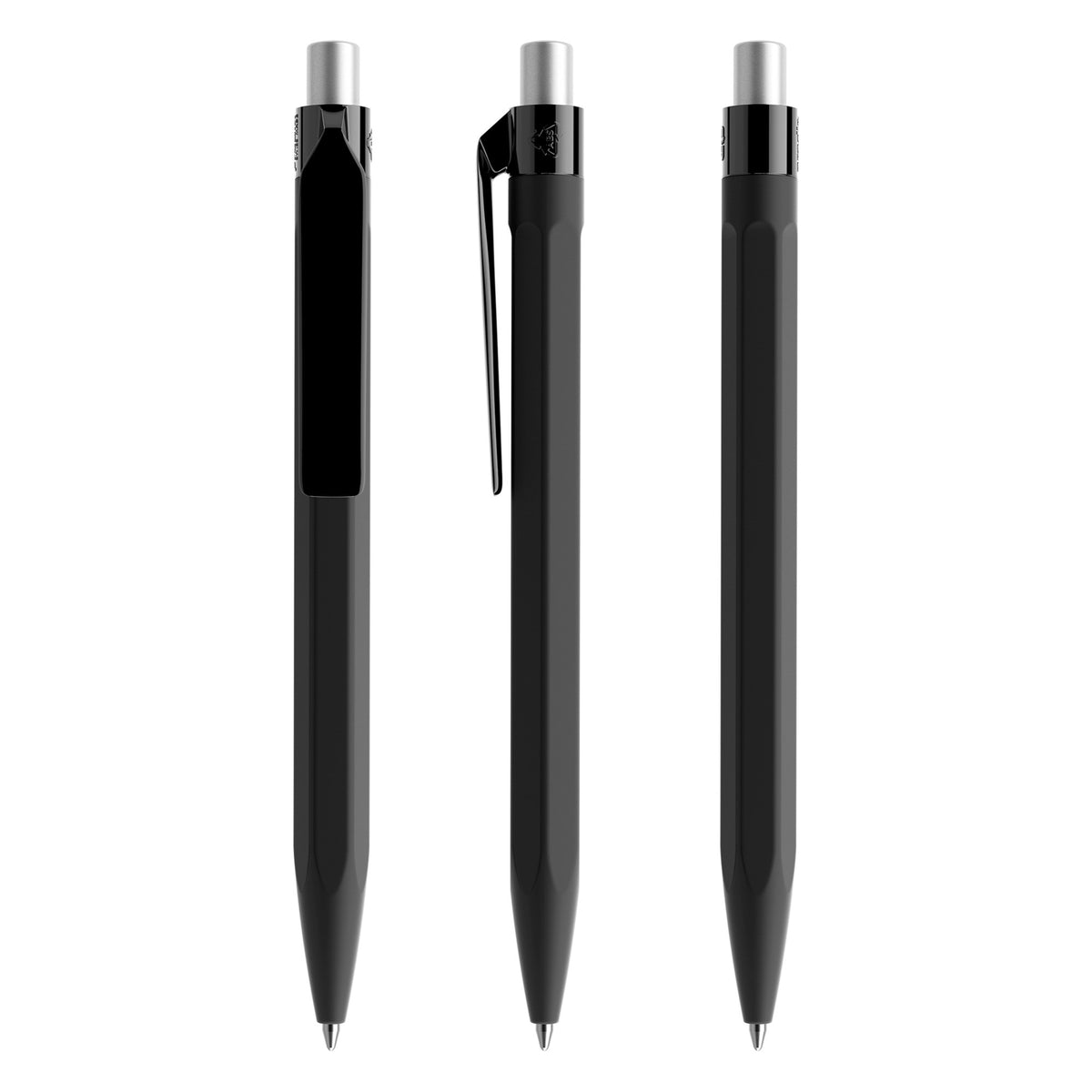 prodir QS50 Druckkugelschreiber Soft Touch – Schwarz / Silber satiniert R75 S