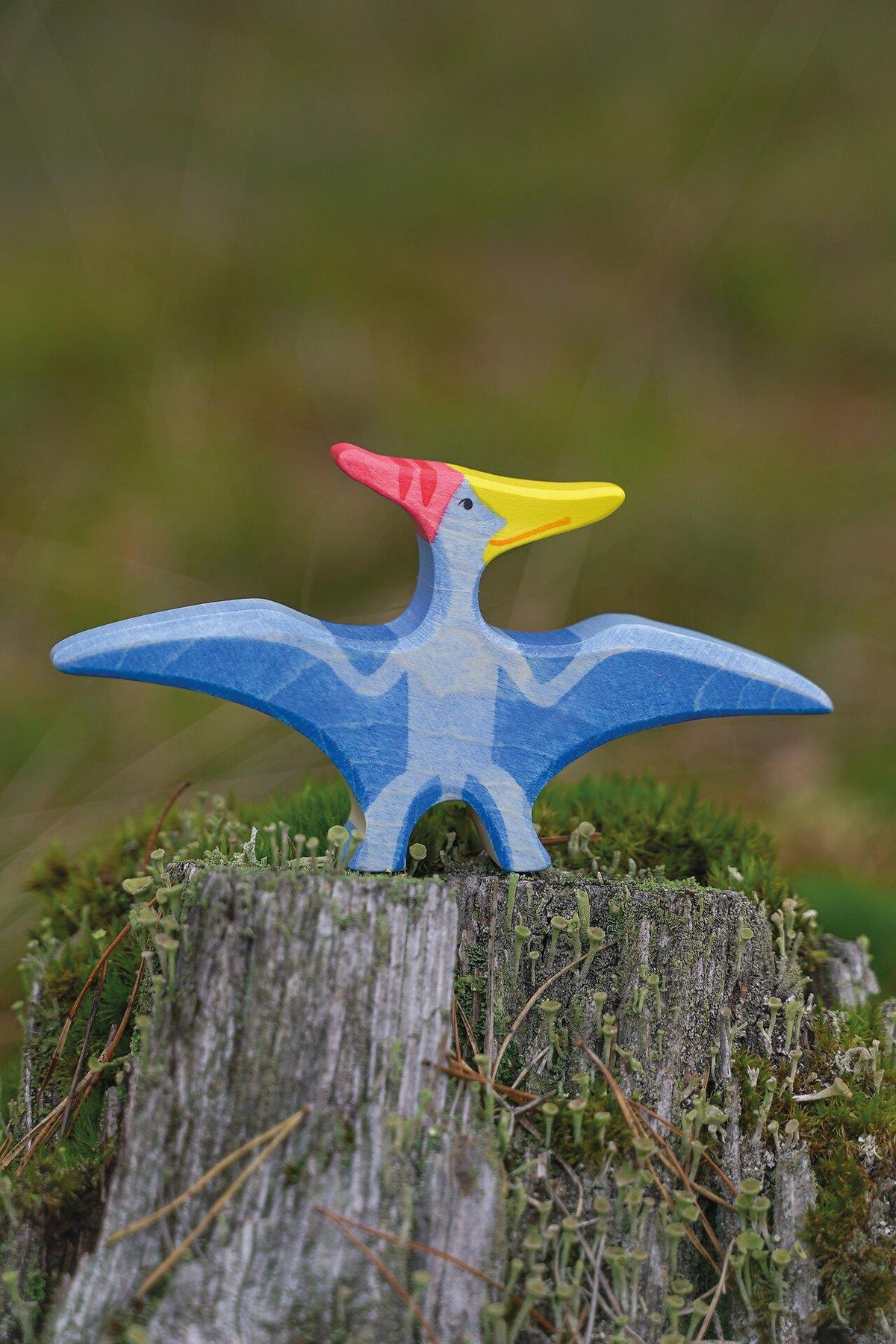 Pteranodon Flugsaurier aus Holz mit gelbem Schnabel – weitere Ansicht