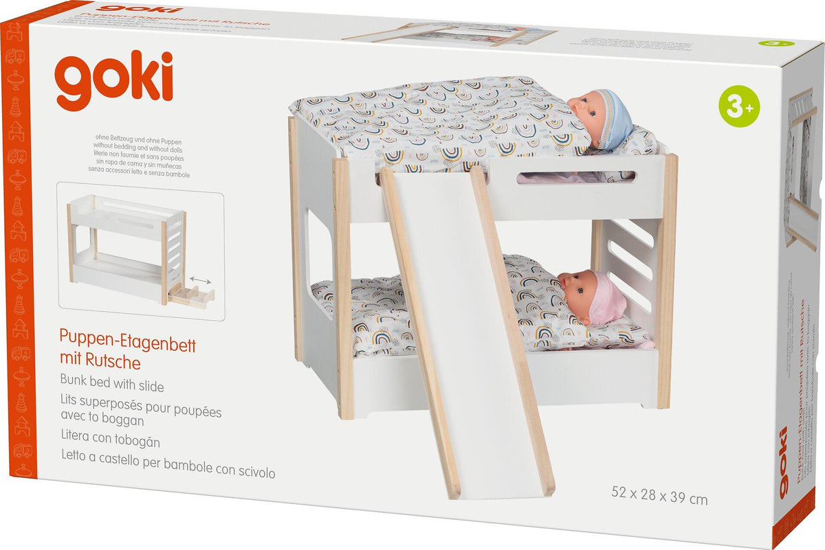 Puppen Etagenbett mit Rutsche in Weiß und Holz – weitere Ansicht